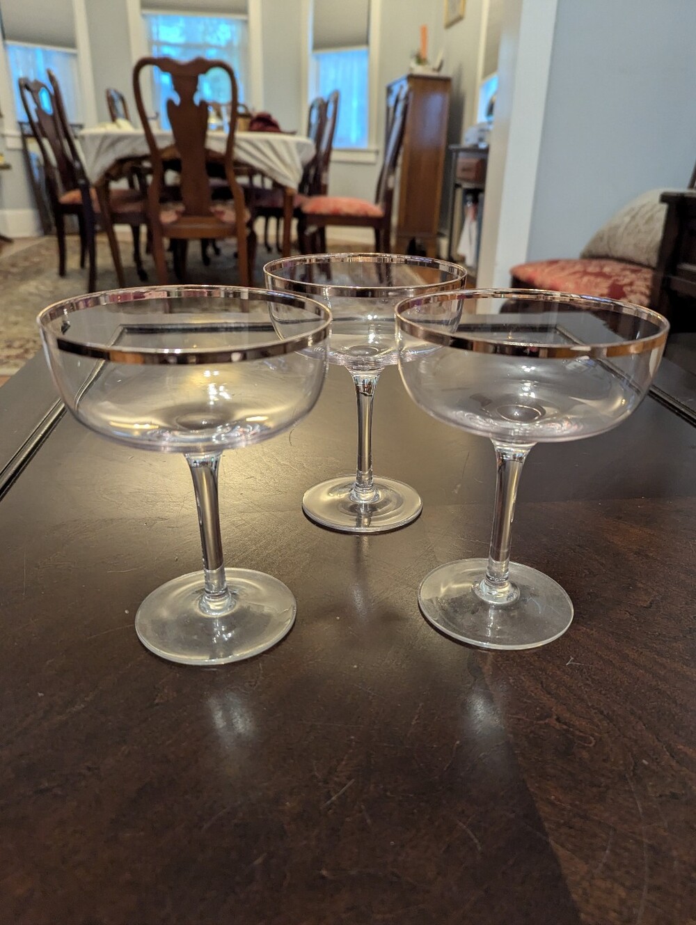 Elegant Gold-Rim Coupe Glasses - Set of 3